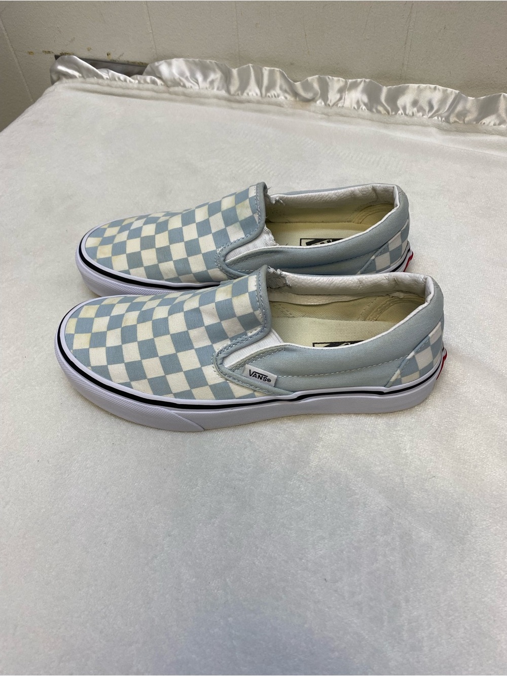 Vans Checkerboard Slip On Sneakers light blue &  White  Unisex Size W 7.5M 6.0